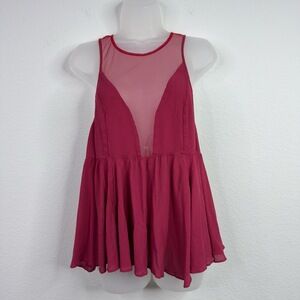 Intimately‎ Free People Shirt Womens S Red Sheer Mesh Sleeveless Romantic Boho